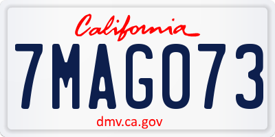 CA license plate 7MAG073
