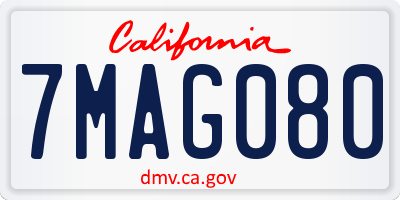 CA license plate 7MAG080