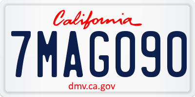 CA license plate 7MAG090