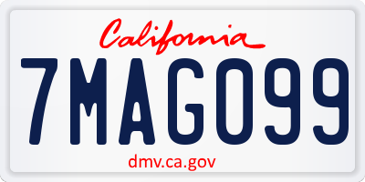 CA license plate 7MAG099