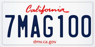 CA license plate 7MAG100
