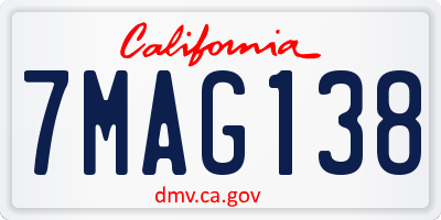 CA license plate 7MAG138