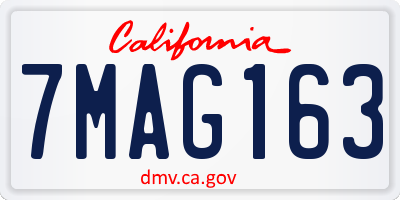 CA license plate 7MAG163