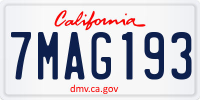 CA license plate 7MAG193