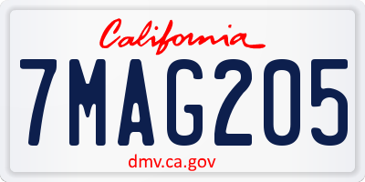 CA license plate 7MAG205