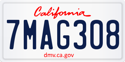 CA license plate 7MAG308