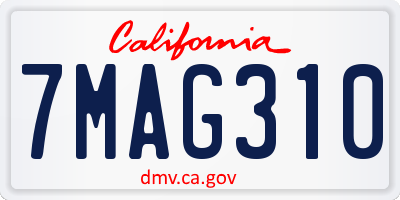 CA license plate 7MAG310