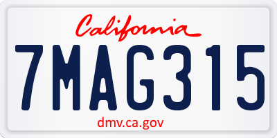 CA license plate 7MAG315