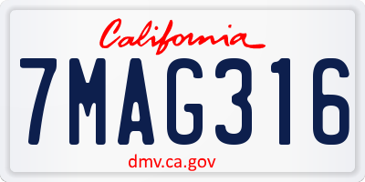 CA license plate 7MAG316