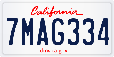 CA license plate 7MAG334