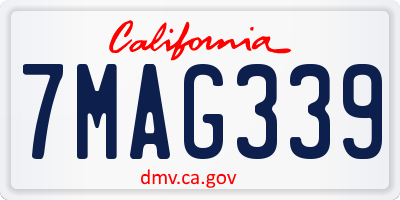 CA license plate 7MAG339