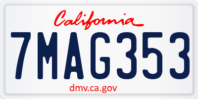 CA license plate 7MAG353