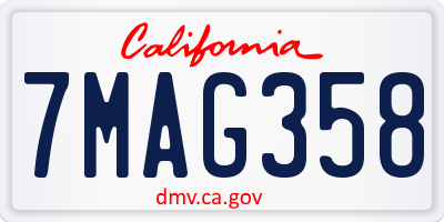 CA license plate 7MAG358