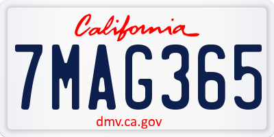 CA license plate 7MAG365
