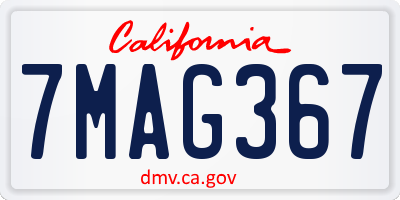 CA license plate 7MAG367