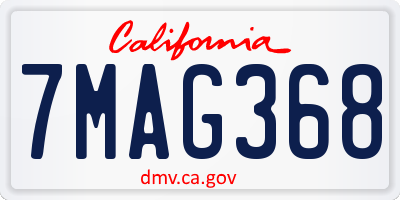 CA license plate 7MAG368