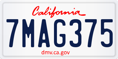 CA license plate 7MAG375