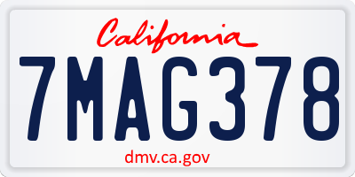 CA license plate 7MAG378