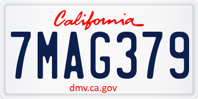 CA license plate 7MAG379