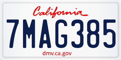 CA license plate 7MAG385
