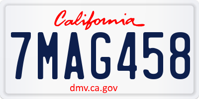 CA license plate 7MAG458