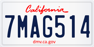 CA license plate 7MAG514