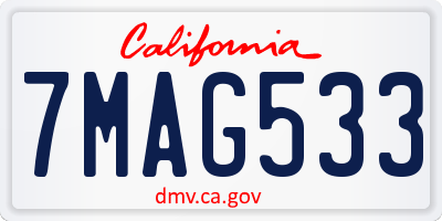 CA license plate 7MAG533