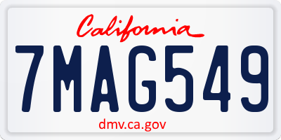CA license plate 7MAG549