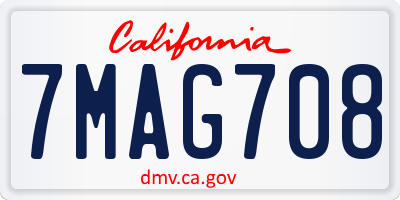 CA license plate 7MAG708