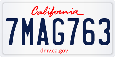 CA license plate 7MAG763