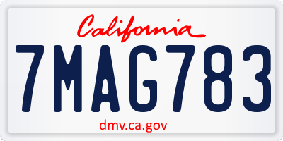 CA license plate 7MAG783