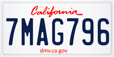 CA license plate 7MAG796