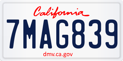 CA license plate 7MAG839
