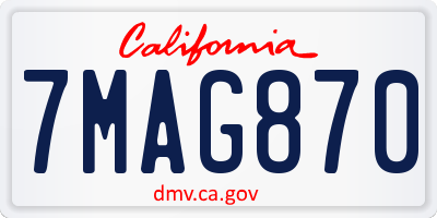 CA license plate 7MAG870