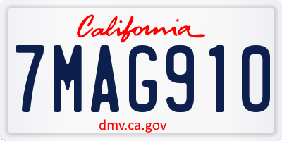 CA license plate 7MAG910