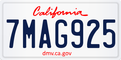CA license plate 7MAG925