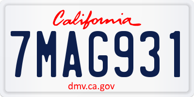 CA license plate 7MAG931