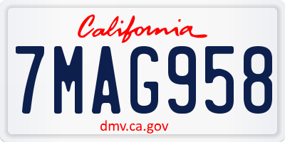 CA license plate 7MAG958
