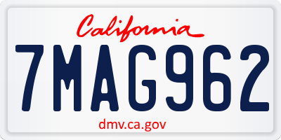CA license plate 7MAG962