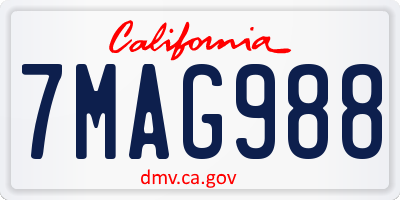 CA license plate 7MAG988