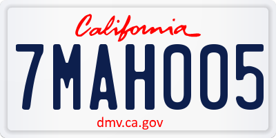 CA license plate 7MAH005