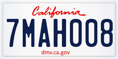 CA license plate 7MAH008