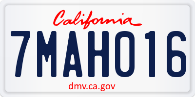 CA license plate 7MAH016