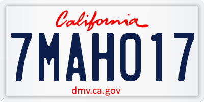 CA license plate 7MAH017