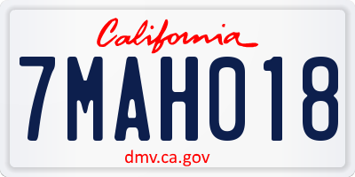 CA license plate 7MAH018