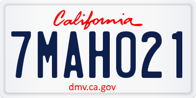 CA license plate 7MAH021