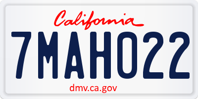 CA license plate 7MAH022