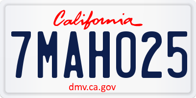 CA license plate 7MAH025