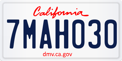 CA license plate 7MAH030