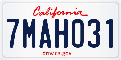 CA license plate 7MAH031